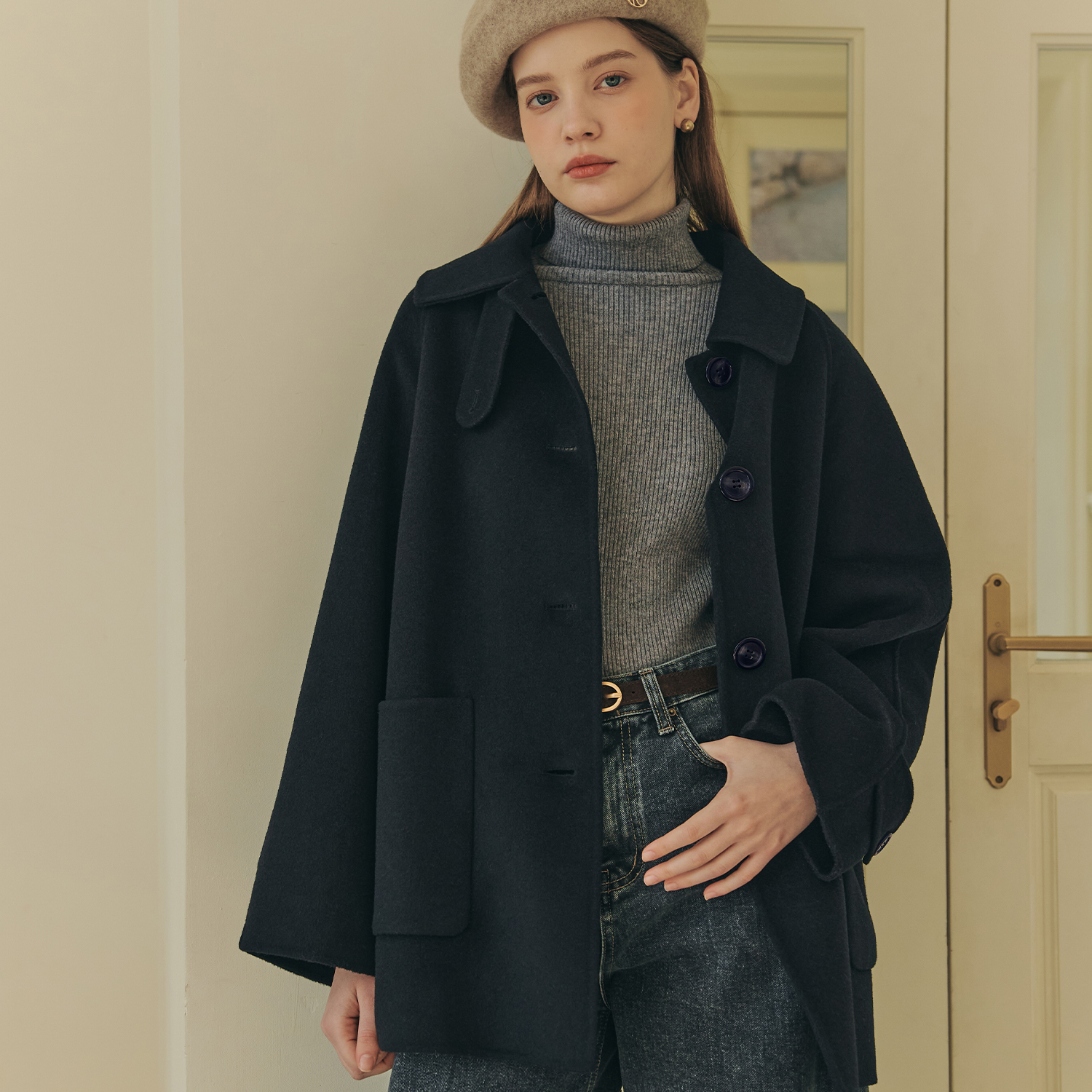 [제로스트릿][6컬러] 핸드메이드 에이라인 울 하프 코트 HAND MADE A LINE WOOL HALF COAT