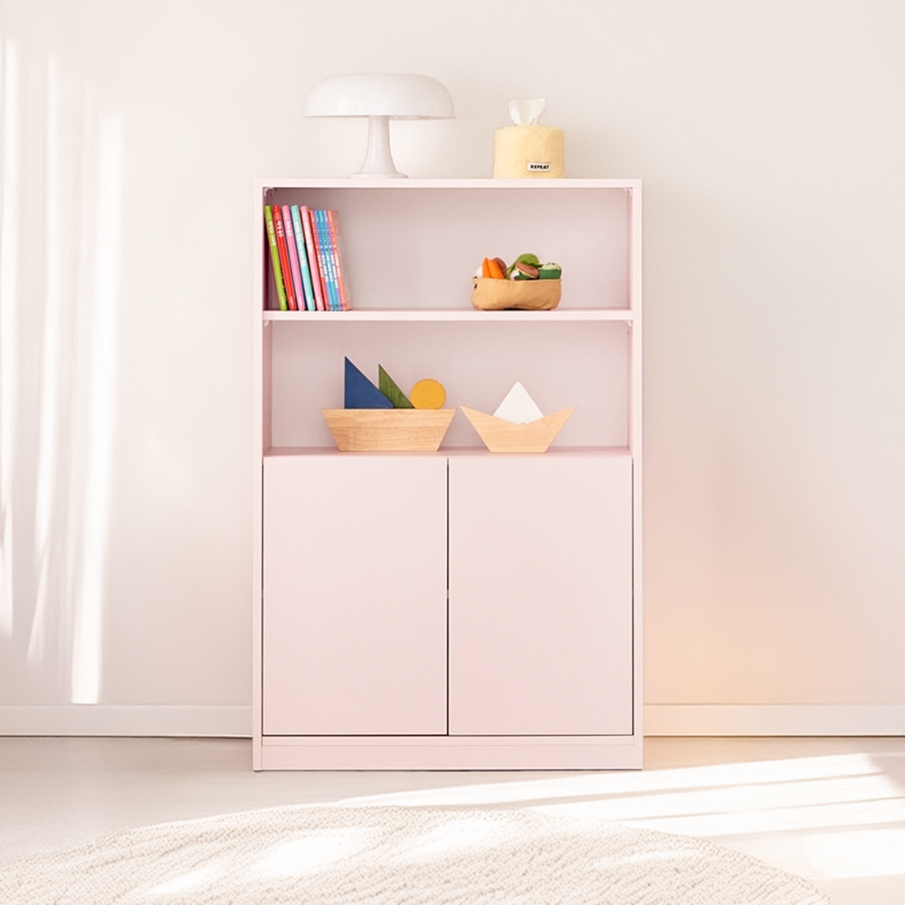 아이니 만화책장 낮은 파티션 침대옆 폭좁은 미니 아이방책장 800x400x1208mm, 4단, 핑크 - 상품 이미지