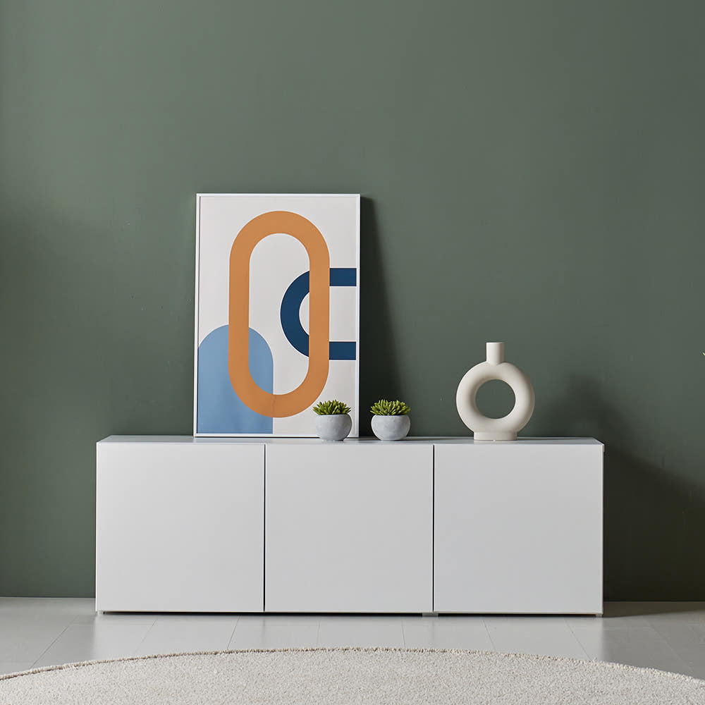 높은 거실장 티비다이 낮은 티비장 tv 장식장 선반 슬림 1단 1200 H400, 화이트