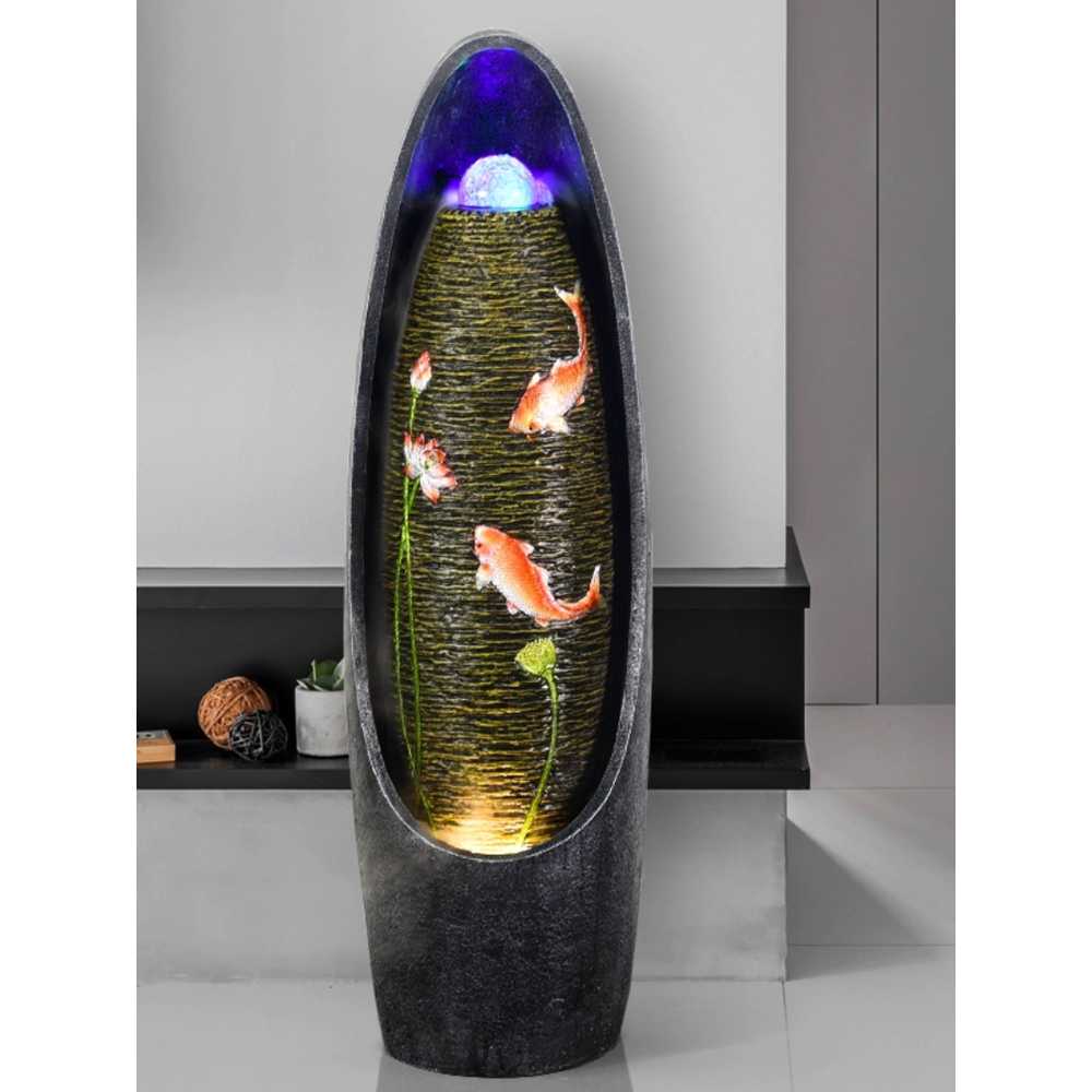 실내 분수 가습기 LED 무드등 인테리어 장식품 소품 A형 블랙 37x34x133cm 이미지 6