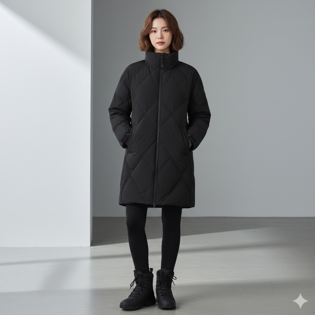 네파 여자 겨울 구스다운 아웃도어 튜브 롱다운 패딩점퍼 - 상세 이미지 2