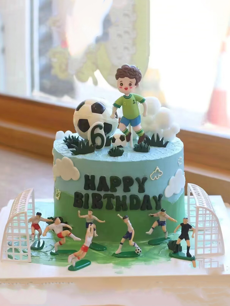 축구공장식 케이크 축구선수 농구 축구공케익 테마 토핑 데코픽 축하 사커 장식소품 부드러운 고무 3D 축구공 2개 - 상세 이미지 2