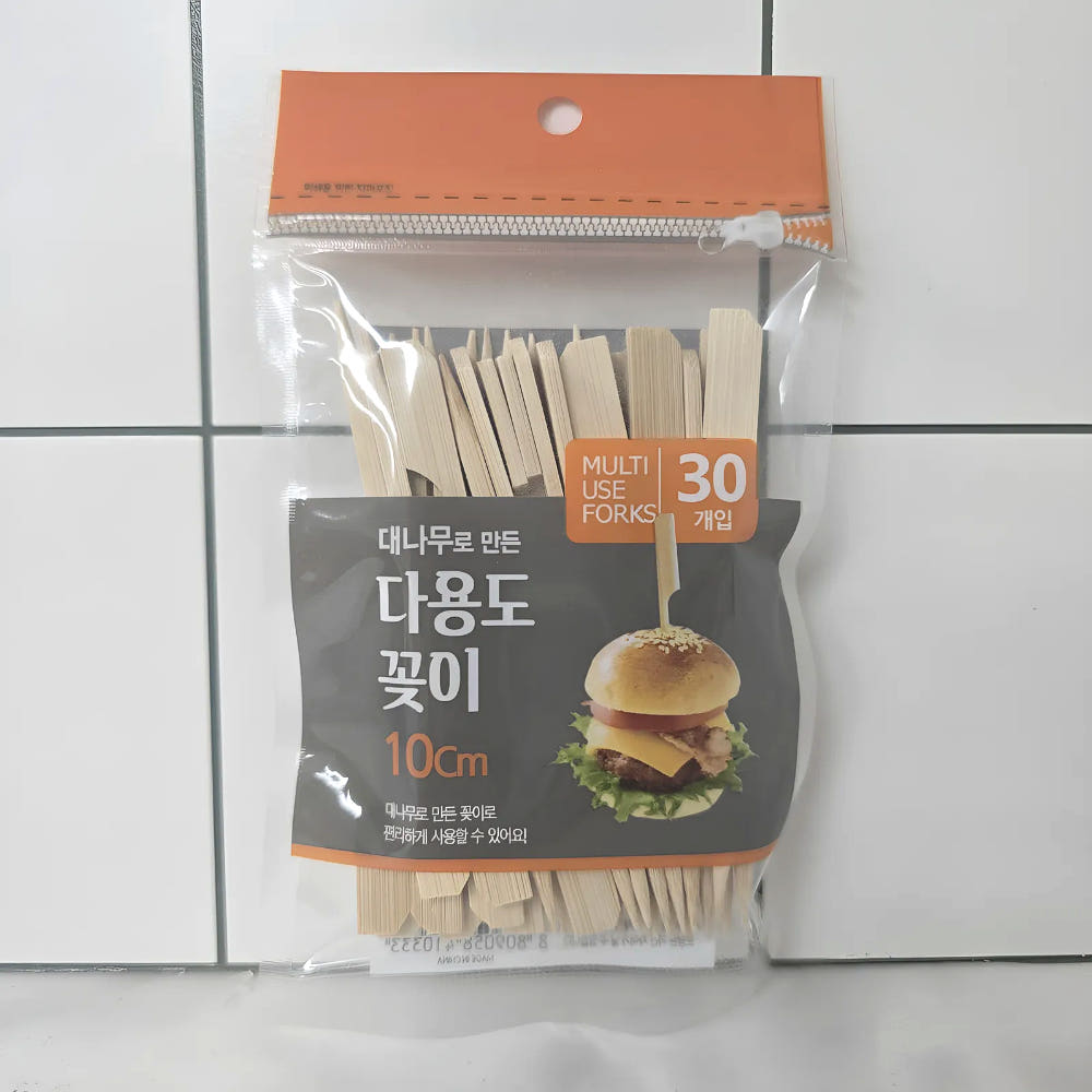 손잡이 대나무 꼬지 꼬치 10cm 30개 캠핑 햄버거 소시지 산적 나무 꼬치 막대 꽂이 - 상세 이미지 3