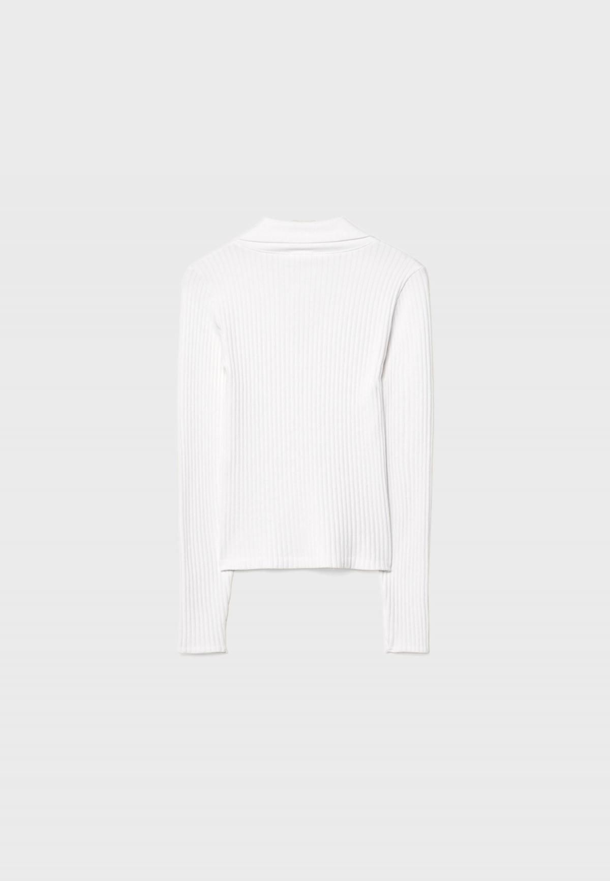 스트라디바리우스 슬림핏 심리스 폴로 카라 긴팔 티셔츠 6537/920 ECRU - 상세 이미지 3