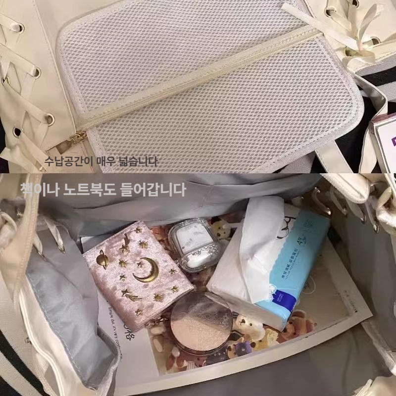 일본식 투명 토트백 대용량 숄더백 페인백 덕질 입덕 기념품 수납 가방 이타백 에코백 오프화이트 - 상세 이미지 5
