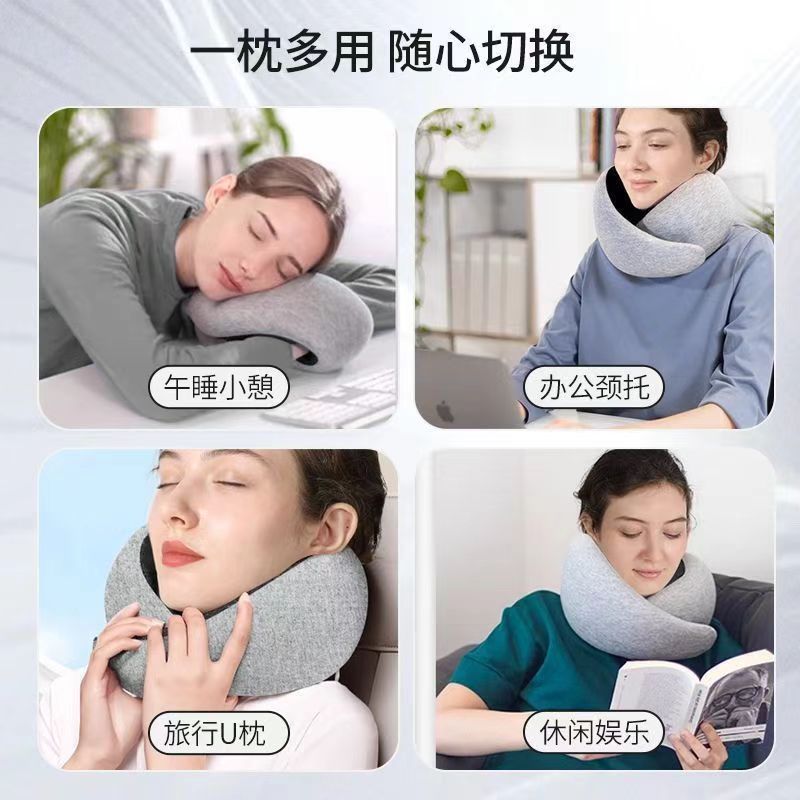 여행용 목 U자형 장거리 베개 수면 메모리폼 편안한 휴대용 스냅온 모델 네이비 블루 휴대용 방 - 상세 이미지 4