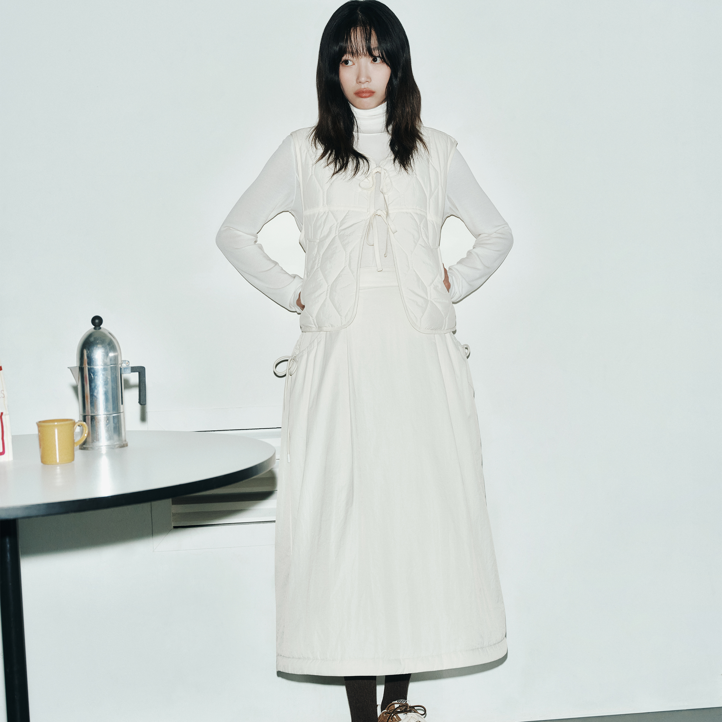 [네이버 단독][N도착보장][쥬시쥬디][SET] 퀼팅베스트 + 패딩스커트 셋업 JZST7001 제품 이미지