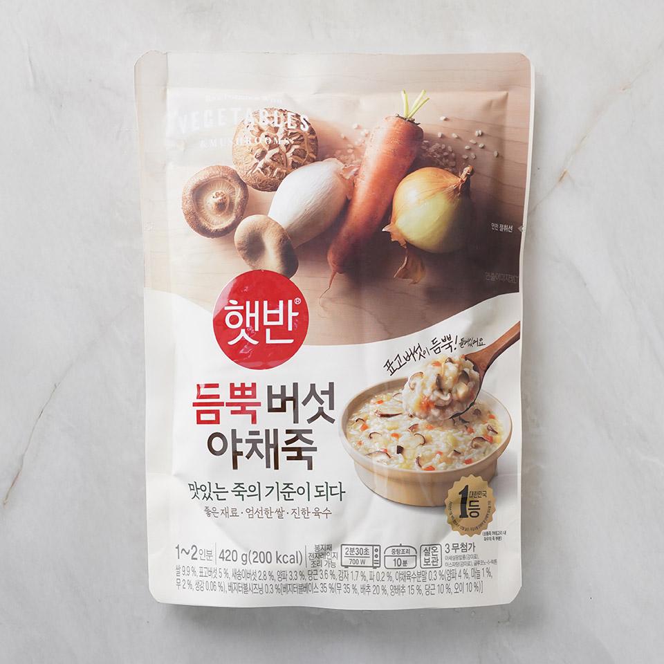 메가마트 CJ 햇반 듬뿍 버섯야채죽 420g - 상품 이미지