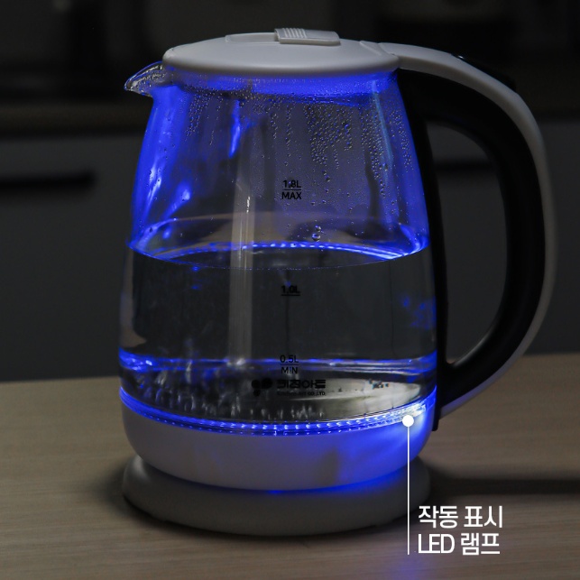 무선 유리포트 글라스 전기주전자 가정용 커피포트 1.8L