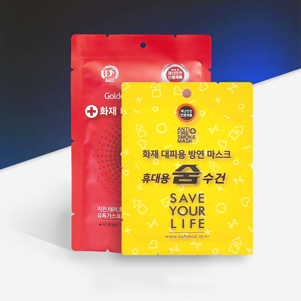 재난 방독 숨수건 7중 필터 화재용 안전구조 손수건 - 상품 이미지
