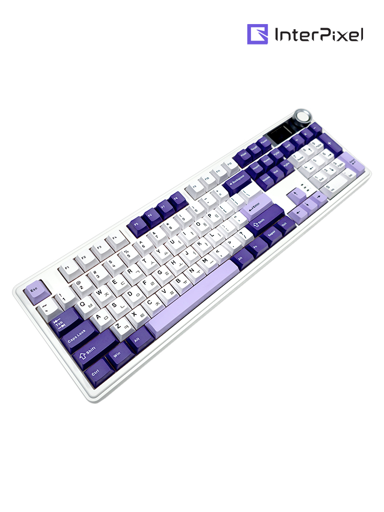 [신제품] 인터픽셀 IPK104 PRO 유무선 LCD 기계식 키보드 화이트, 저소음 솜사탕축