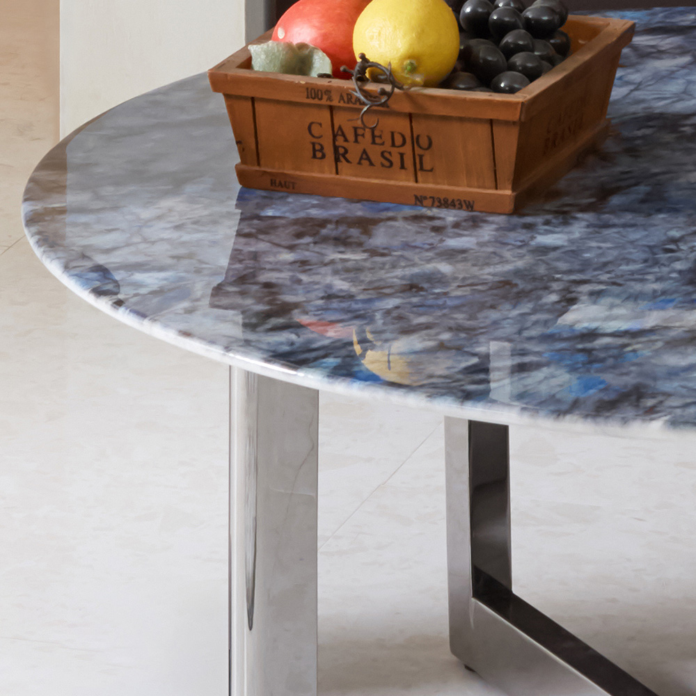 스코나 마브로 원형 듀얼 대리석 스텐 스틸 거실 소파 테이블 L