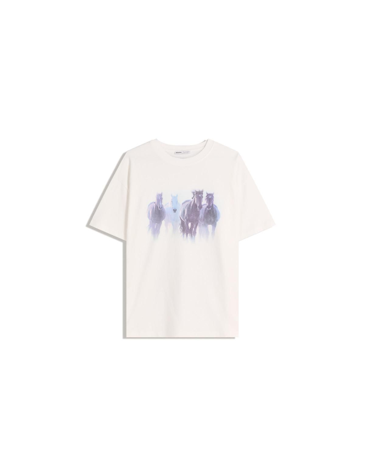 버쉬카 프린트 캐주얼 반팔 티셔츠 7640/360 OFF WHITE - 상세 이미지 3