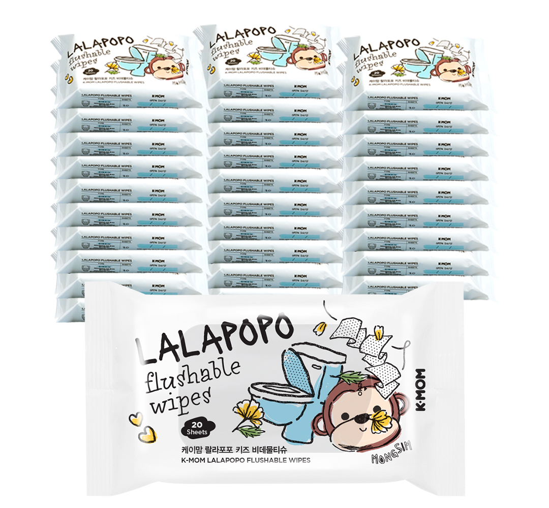 [1BOX] 케이맘 랄라포포 키즈 비데 휴대용 물티슈 20매 X 30팩 배변연습 야외활동 - 상품 이미지
