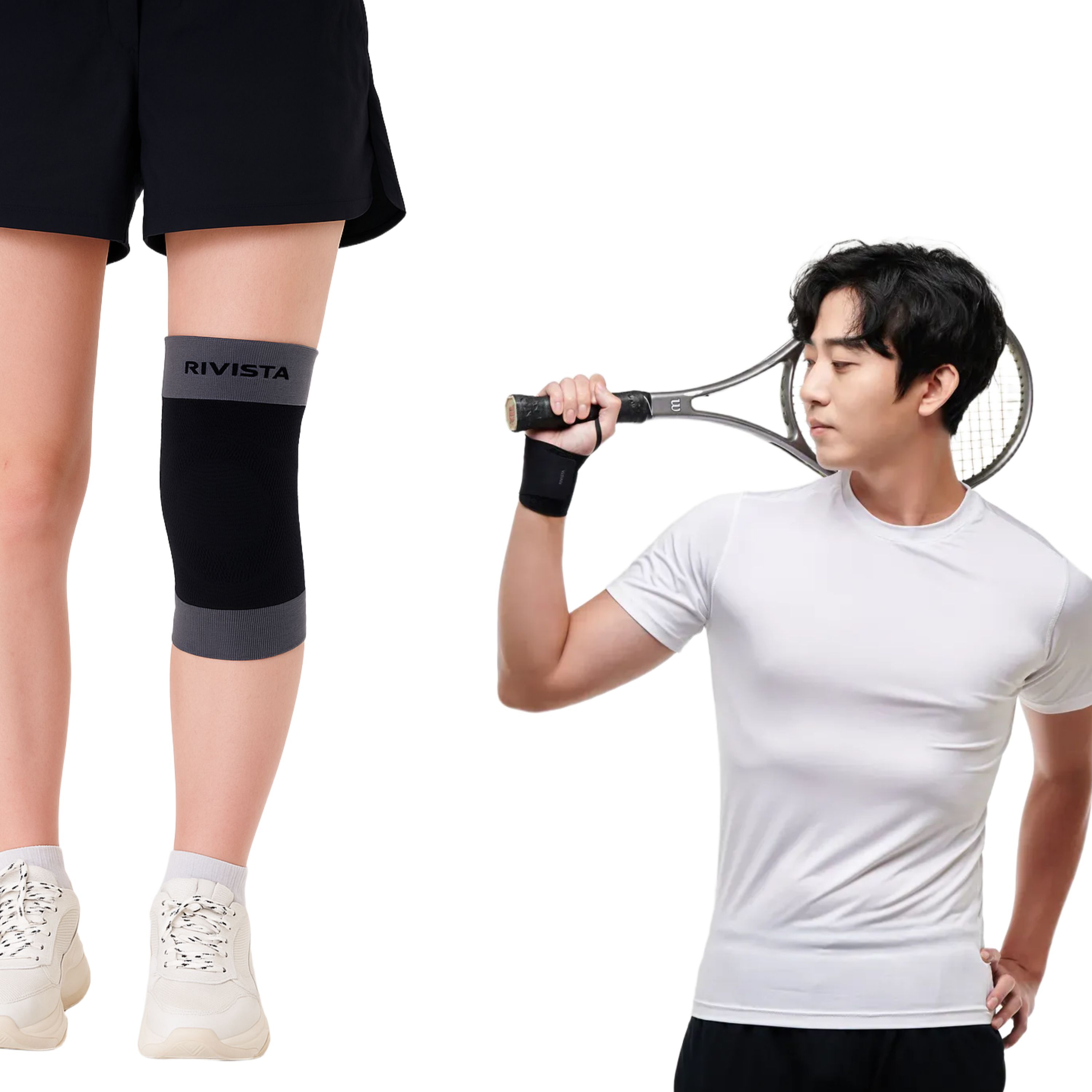 리비스타 손목보호대 스트랩 손목아대 헬스 손목 스트랩 +리비스타 무릎보호대 러닝 헬스 무릎관절보호대 - 메인 이미지
