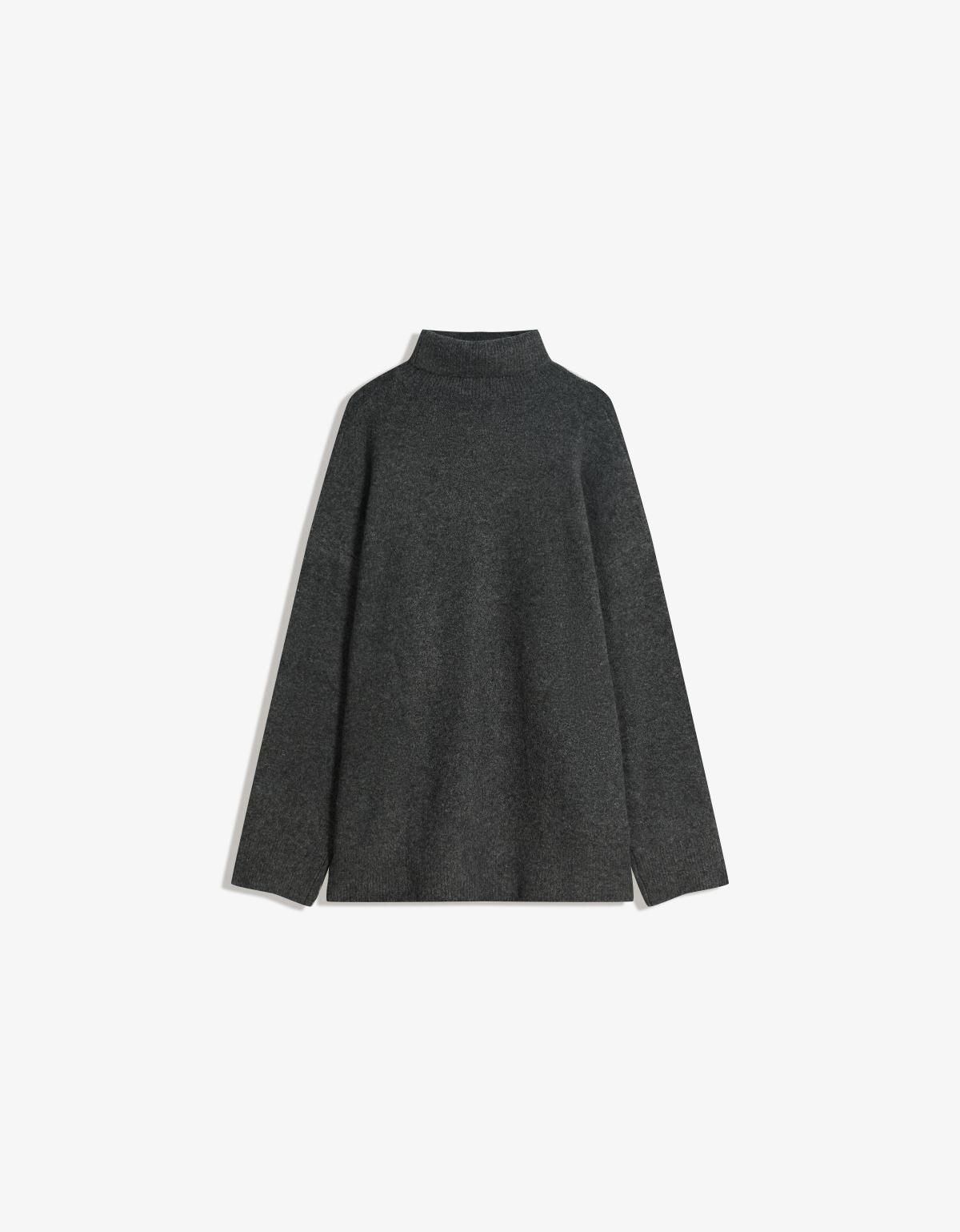 버쉬카 오버핏 하이넥 니트 터틀넥 스웨터 7157/376 DARK GREY - 상세 이미지 5