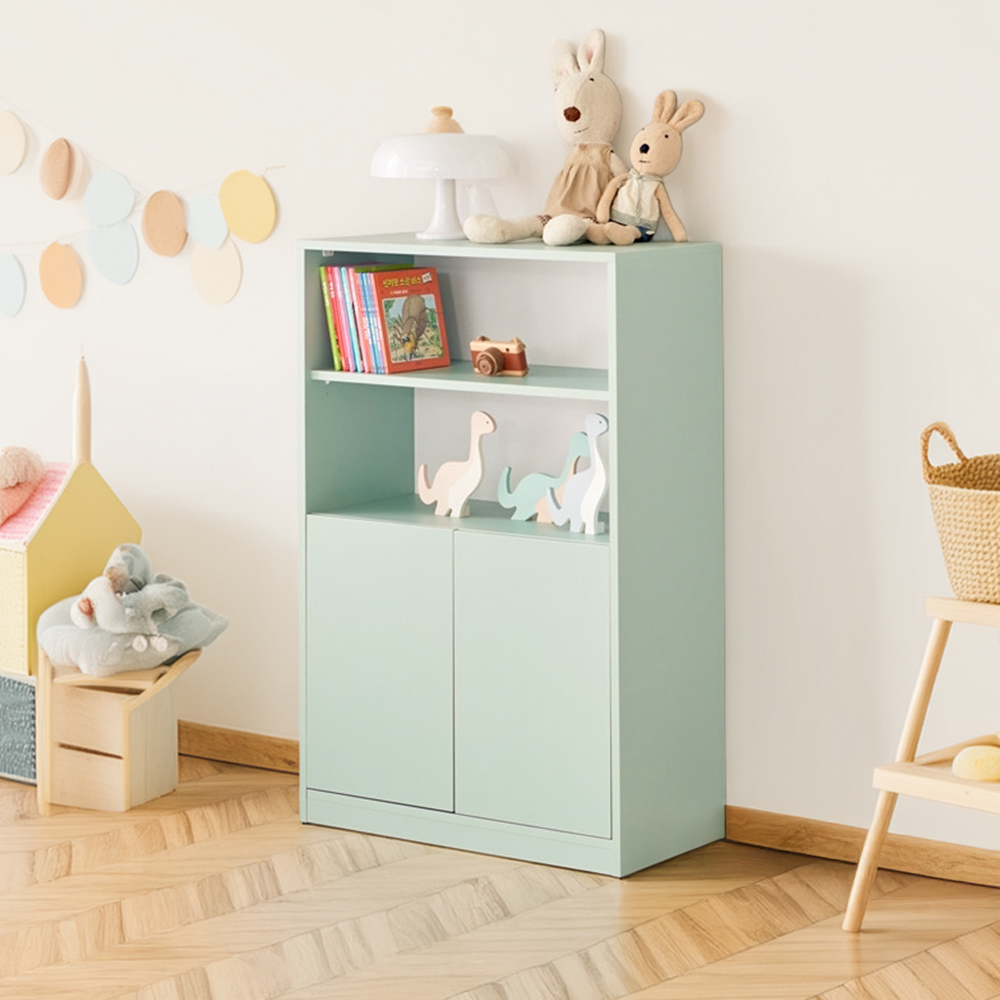 아이니 만화책장 낮은 파티션 침대옆 폭좁은 미니 아이방책장 800x400x1208mm, 4단, 민트 - 상품 이미지