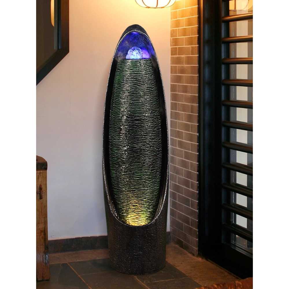 실내 분수 가습기 LED 무드등 인테리어 장식품 소품 A형 블랙 37x34x133cm - 상세 이미지 3