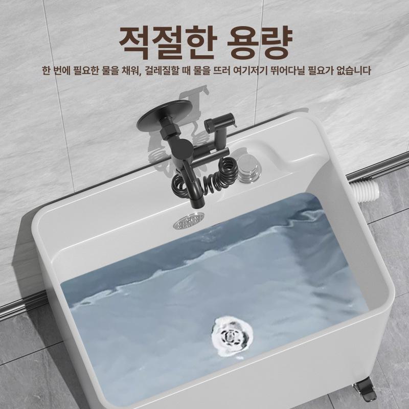 걸레싱크대 업소용 야외 세정대 청소 걸레통 걸레 빌딩 싱크대 대걸레 세척 테이블컨트롤배수 46 화이트 일체형 - 상세 이미지 3
