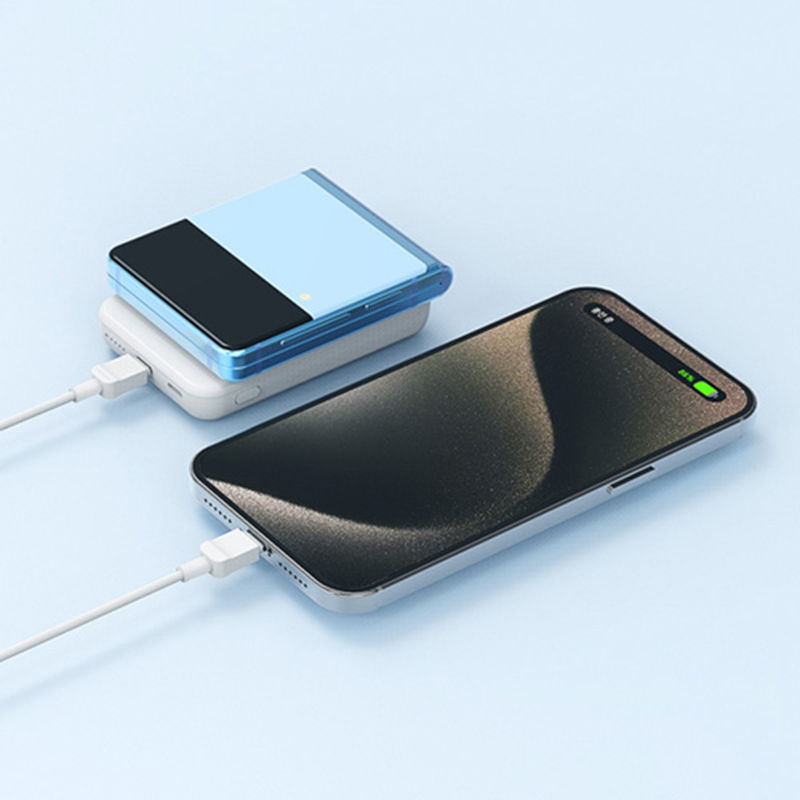 컬러 각인 인쇄 스마트폰 아이폰 화이트 맥세이프 15W 무선충전 보조배터리 5000mAh - 상세 이미지 3