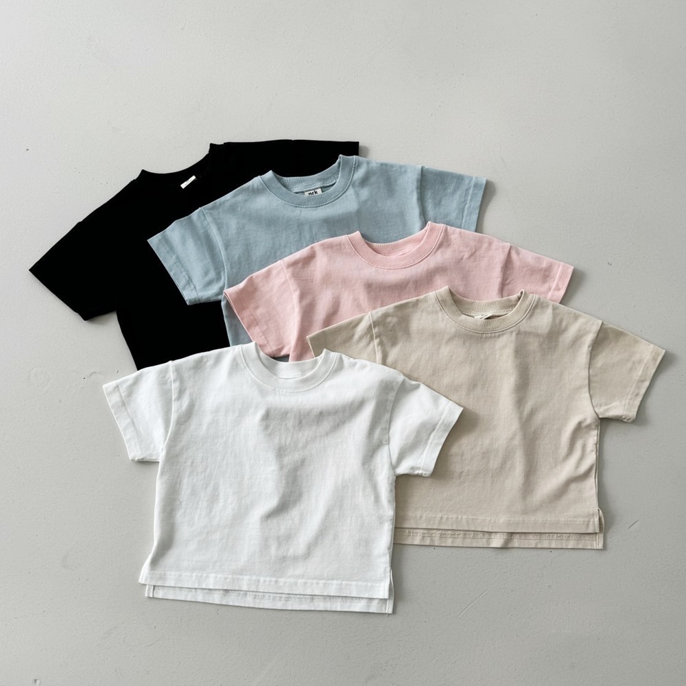 주니어 무지 반팔티셔츠 XS-XL - 상품 이미지