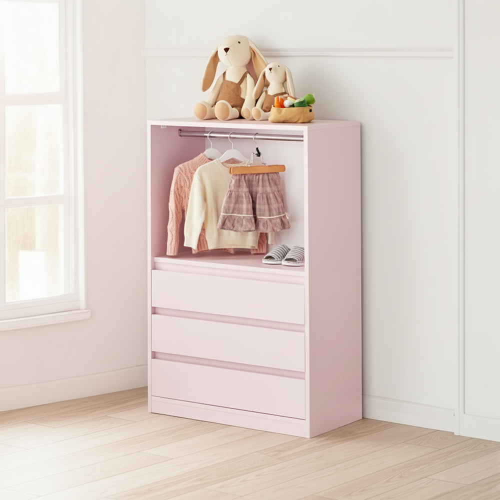 아이니 주니어장 아기 서랍장 아이방 키즈 어린이 옷장 800x400x1208mm, 핑크