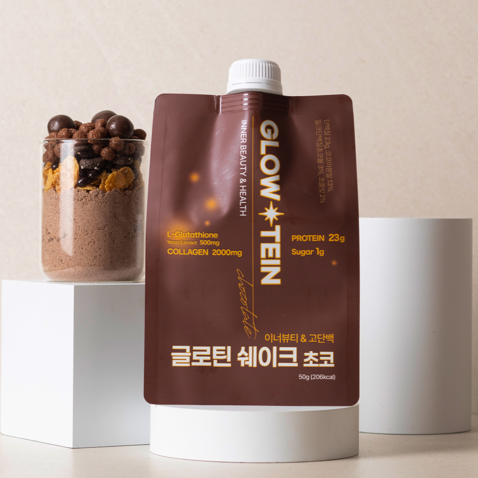 글로틴 단백질쉐이크 파우치 초코 콜라겐 글루타치온 식사대용 프로틴 50g, 7개 - 상품 이미지