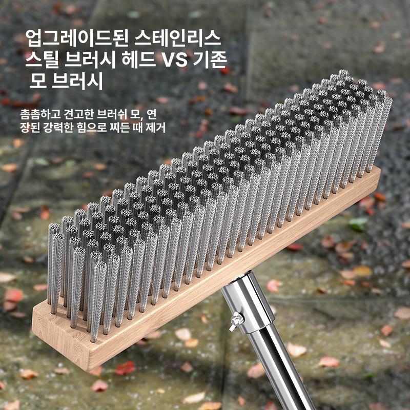 바닥 쇠브러시 이끼 밀대 마대 시멘트 쇠솔 브러시 욕실 와이어 막대 스테인레스 20cm 브러시 헤드+커넥터 봉미포함 - 상세 이미지 5