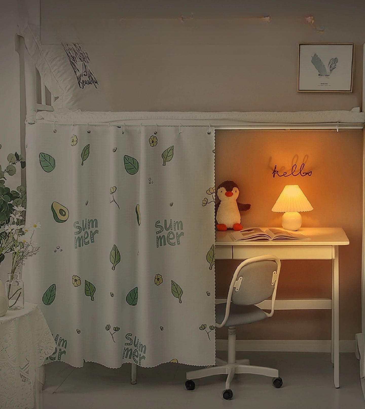 침대커튼 일층 암막 이층침대 기숙사 캐노피 학생방 벙커 둘레 학생기숙사 커튼 100 셰이딩 아보카도 그린 코팅 없음 2개x3면 길이x높이 2m A - 상품 이미지