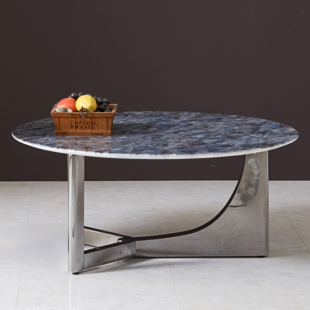 스코나 마브로 원형 듀얼 대리석 스텐 스틸 거실 소파 테이블 L