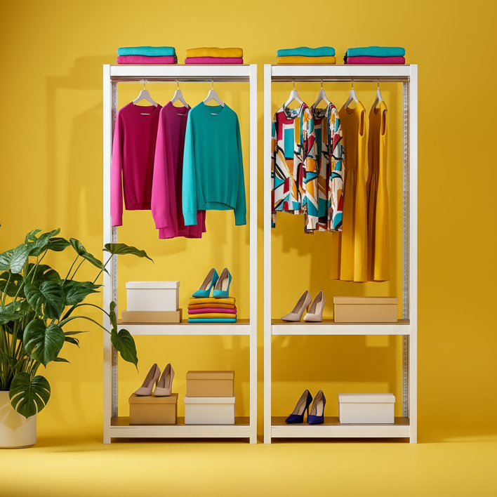 시스템행거 옷장 커튼 조립식 드레스룸 스피드랙행거 홈던트하우스 400400900 3단 행거봉1개