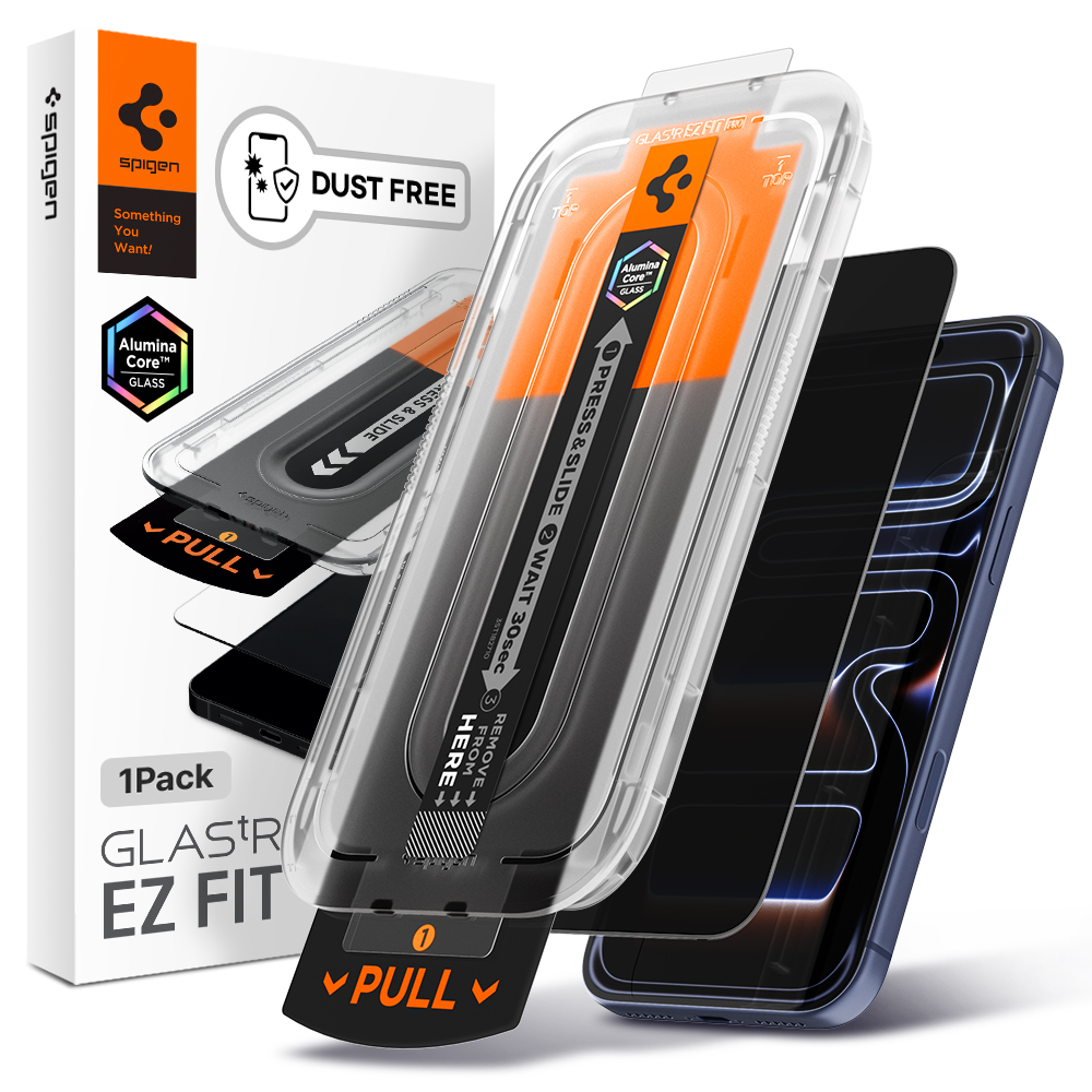 먼지없는 저반사 강화유리 글라스tR 이지핏 AR 프라이버시 아이폰17 프로 맥스, 1매입