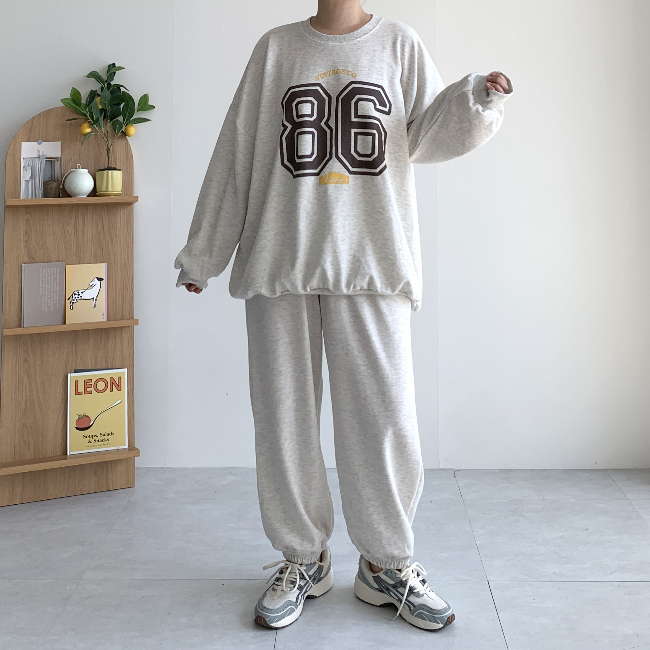 86 빅사이즈운동복 엄마등원룩 여성트레이닝세트 이미지 8