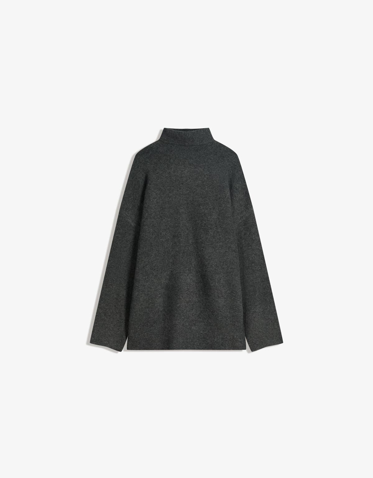 버쉬카 오버핏 하이넥 니트 터틀넥 스웨터 7157/376 DARK GREY - 상품 이미지