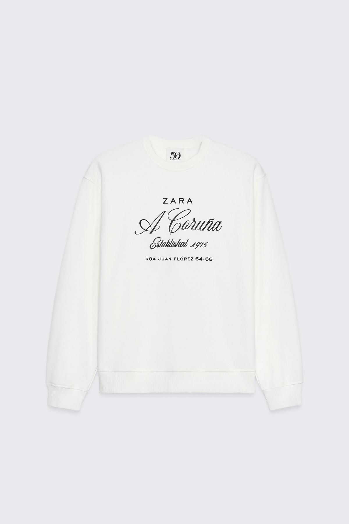 자라 오버핏 50주년 크루넥 화이트 스웨트셔츠 0085/030 OYSTER-WHITE - 메인 이미지