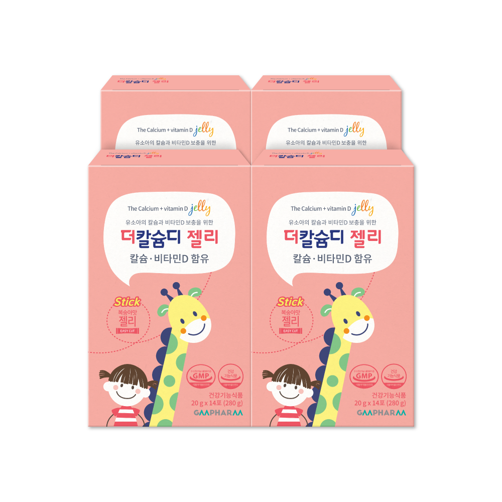 지엠팜 더칼슘디 젤리 어린이 칼슘 비타민D 키즈 아기 유아 칼슘제 14포, 4개
