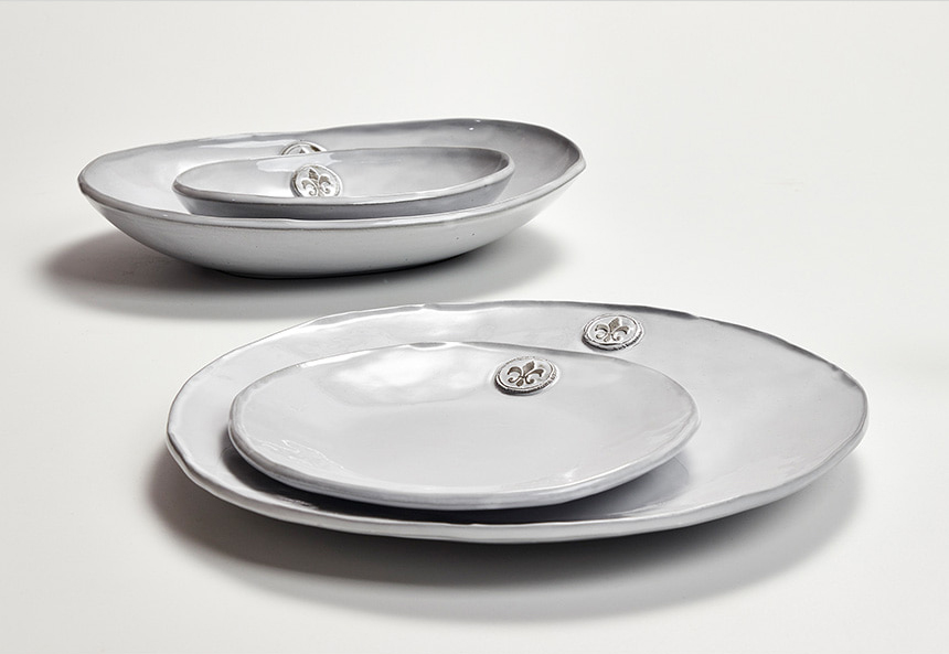 마루신 콜라주 원접시L 한식 양식 브런치 메인요리 원형 플레이트 일본 도자기 - 상세 이미지 2