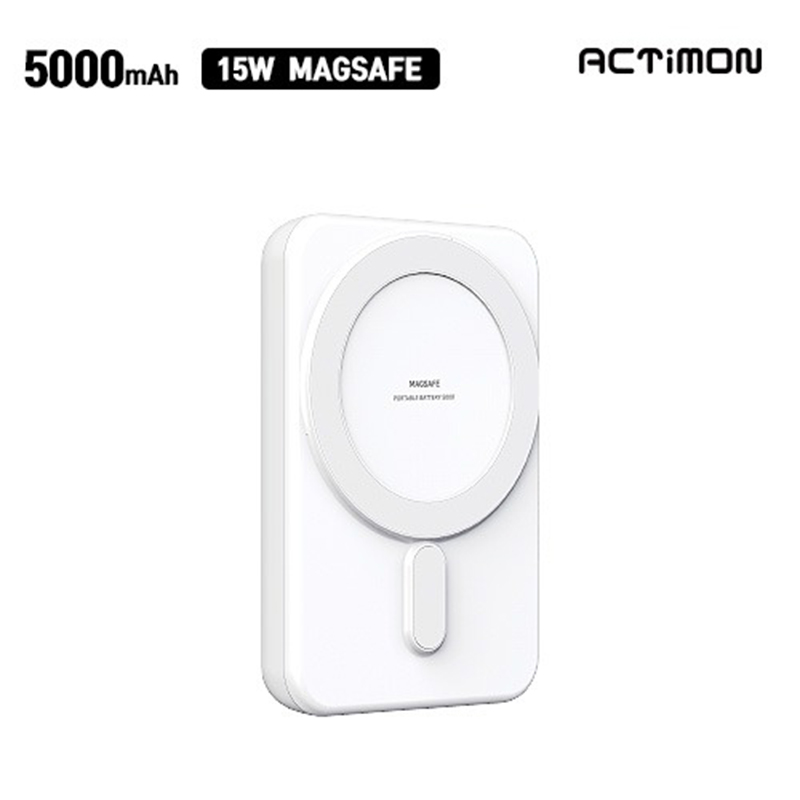 컬러 각인 인쇄 스마트폰 아이폰 화이트 맥세이프 15W 무선충전 보조배터리 5000mAh 이미지 6