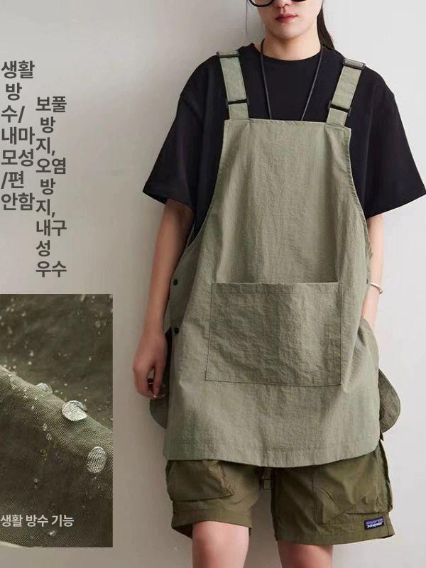 듀얼앞치마 숏 카페 뷰티샵 화실 학원 공방 유치원 라이트그린 65cm 면도 앞뒤 - 상세 이미지 4