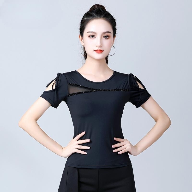 라인댄스상의 복장 운동복 상의 댄스복 댄스옷 티셔츠 모던 공연복 라틴 의상 탱고 - 상품 이미지
