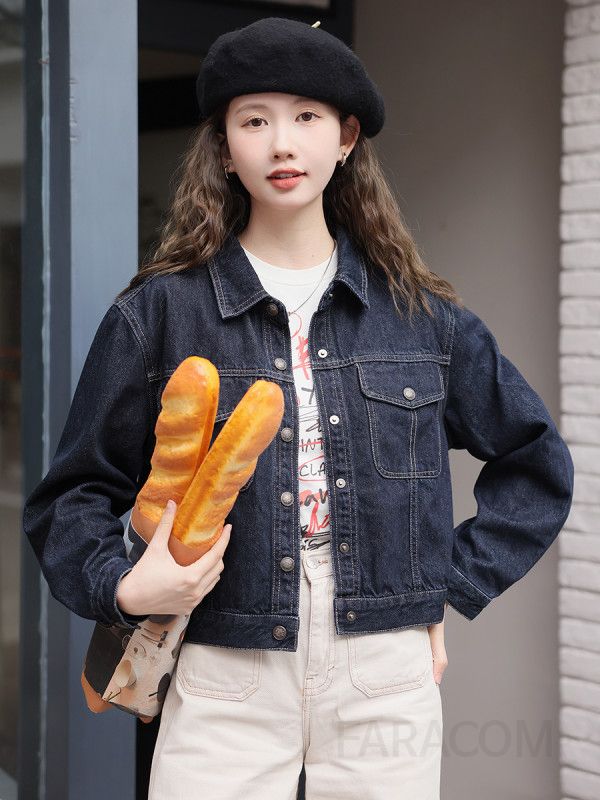 여성용 루즈핏 데님 청자켓 오버핏 스타일로 편안한 착용감 겨울용 양털 안감 캐주얼한 디자인 외출용 데일리 재킷 - 상세 이미지 3