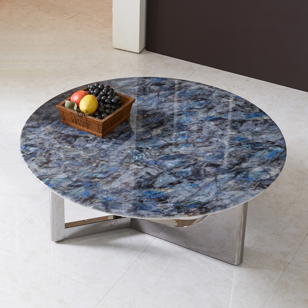 스코나 마브로 원형 듀얼 대리석 스텐 스틸 거실 소파 테이블 L