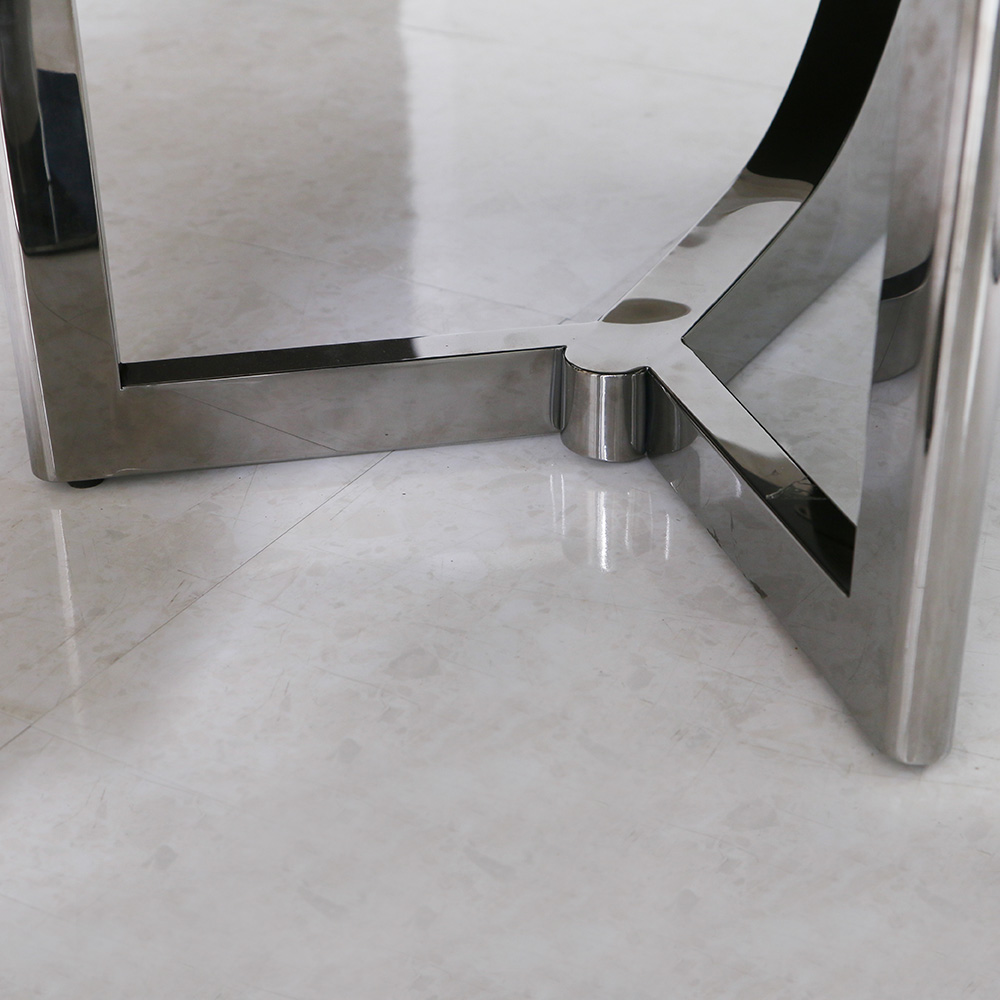 스코나 마브로 원형 듀얼 대리석 스텐 스틸 거실 소파 테이블 L