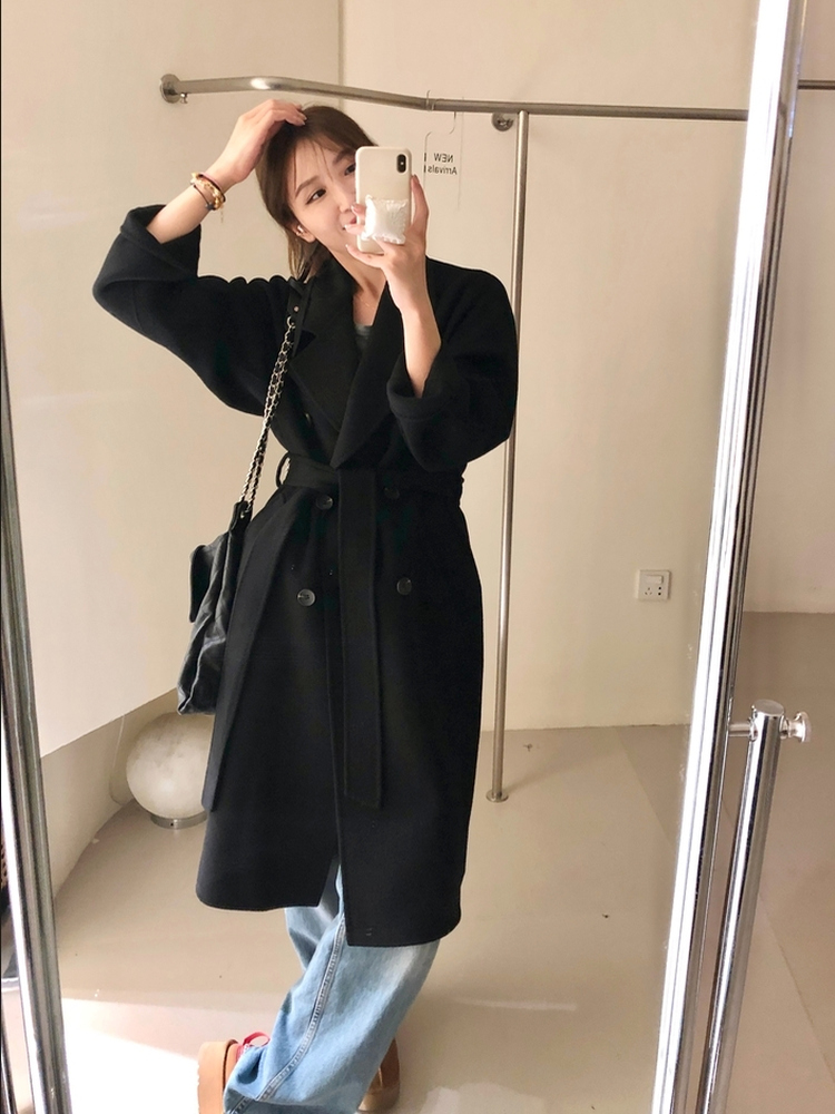 코트 허리끈 여성 자켓 롱코트 초겨울 패션 데이트룩 외출 여자코트 카멜 XS - 상세 이미지 5