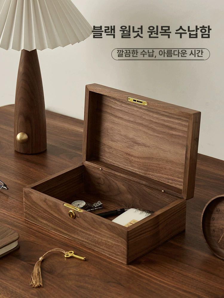 편지 보관함 미니 엽서 포카정리 인테리어 가정용 사무실 물품보관 귀중품보관 호두나무 수납함 잠금장치 없음 소형 - 상세 이미지 2