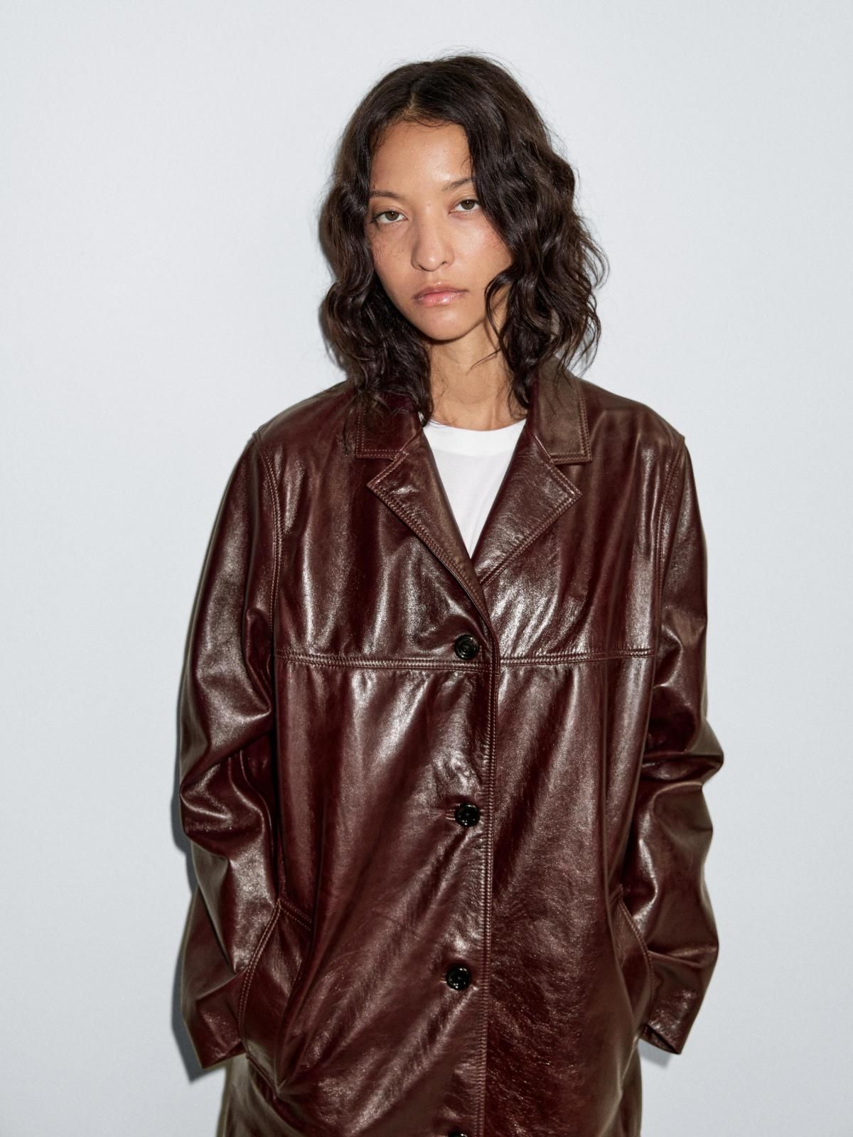 마시모두띠 프리미엄 내추럴 나파 레더 롱코트 4728/568 BURGUNDY - 상세 이미지 3