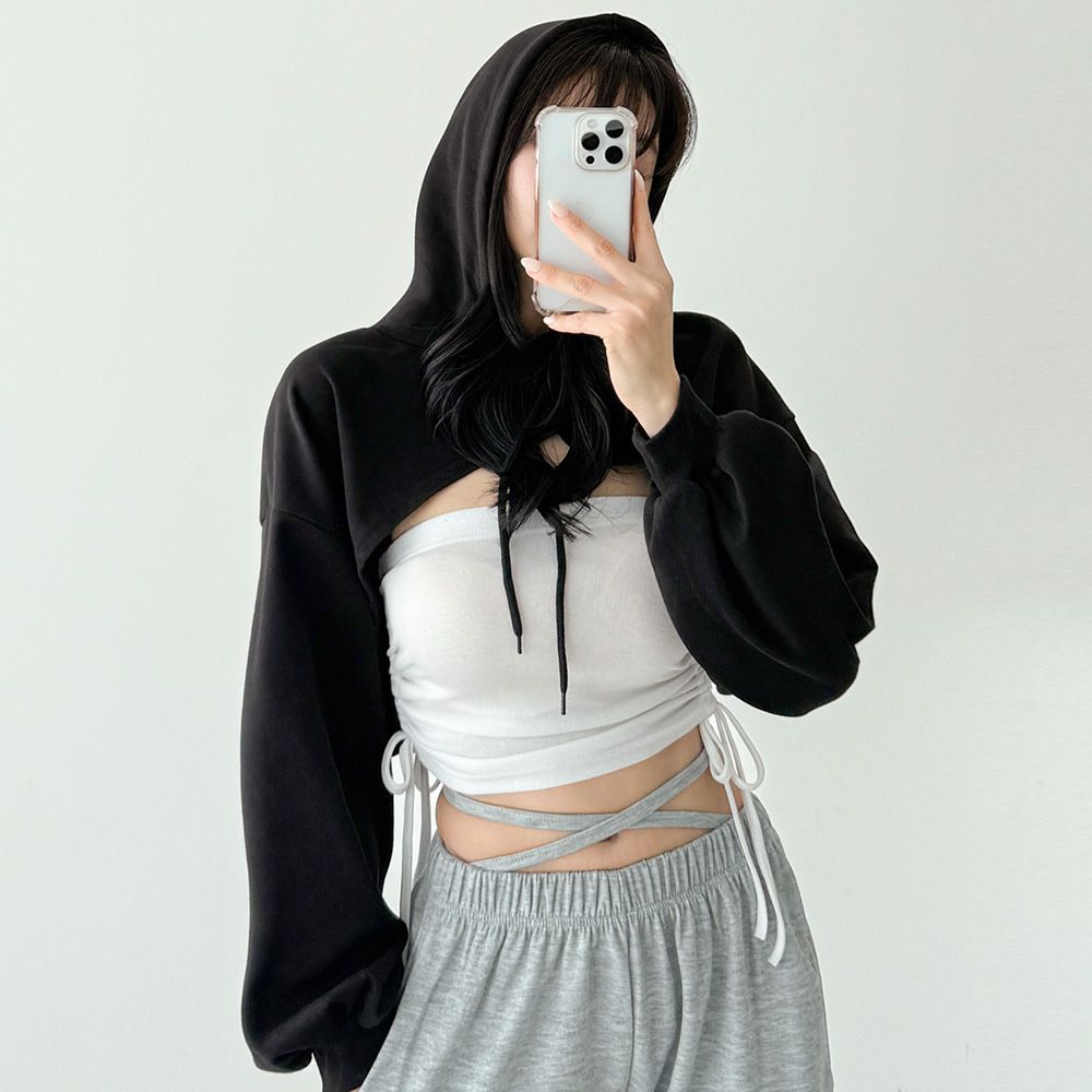 노시팀 크롭후드 긴팔 오버핏 티셔츠 AA0826 - 상세 이미지 5