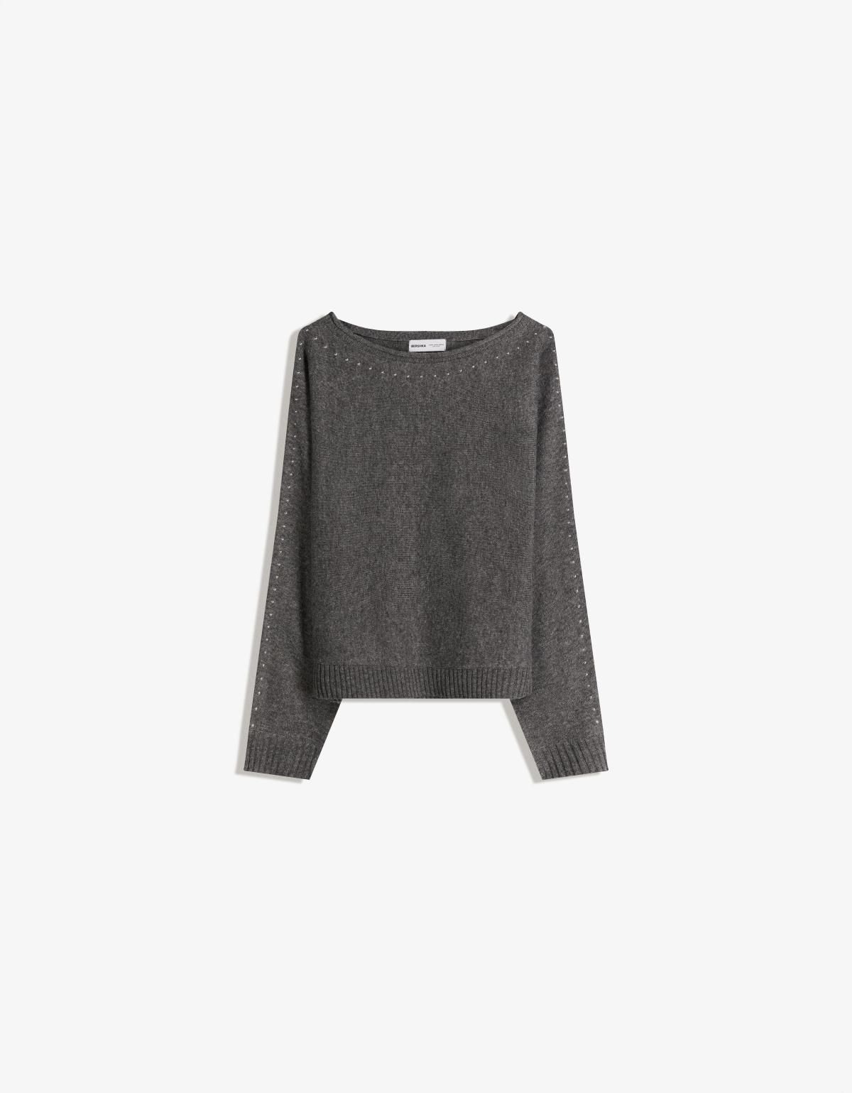 버쉬카 데일리 보트넥 스터드 니트 스웨터 7147/376 DARK GREY - 상품 이미지