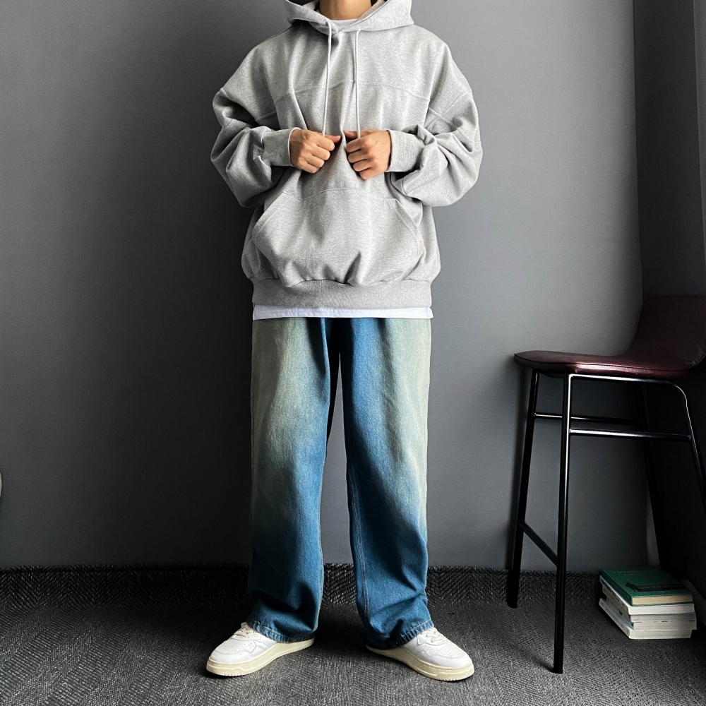남자 밴딩 청바지 흑청 중청 와이드핏 레귤러핏 데님 덤블워싱 통바지 캐주얼 데일리 바지 이미지 7