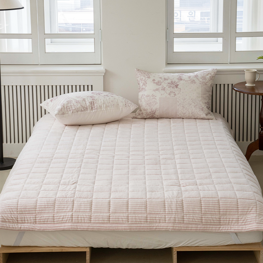 쿠에뜨 겨울 극세사패드 로엔 프리미엄 5mm 장모 논슬립 고정밴드 침대패드 SS